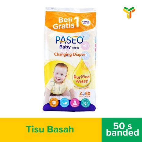 PASEO BABY WIPES CHAMOMILE 50S BANDED