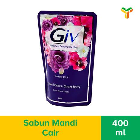 Giv Beauty Sabun Mandi Cair Passion Flowers & Sweet Berry Pouch 400ML