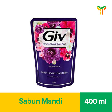 Giv Beauty Sabun Mandi Cair Passion Flowers & Sweet Berry Pouch 400ML