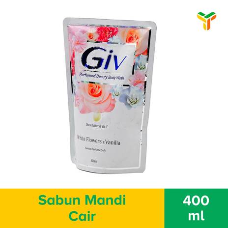 Giv Beauty Sabun Mandi Cair White Flowers & Vanilla Pouch 400ML