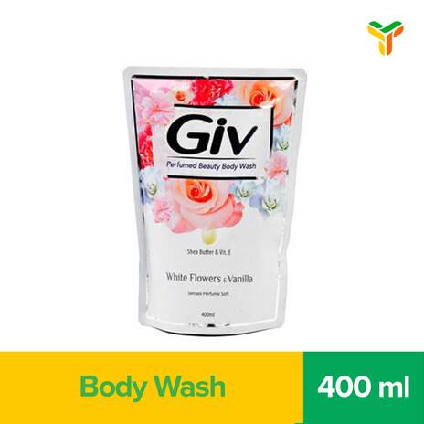 Giv Beauty Sabun Mandi Cair White Flowers & Vanilla Pouch 400ML