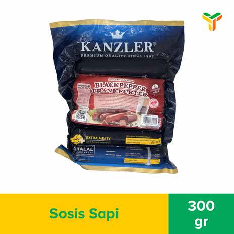 KANZLER BEEF BLACK PEPPER FRANKFURTER 300GR C20