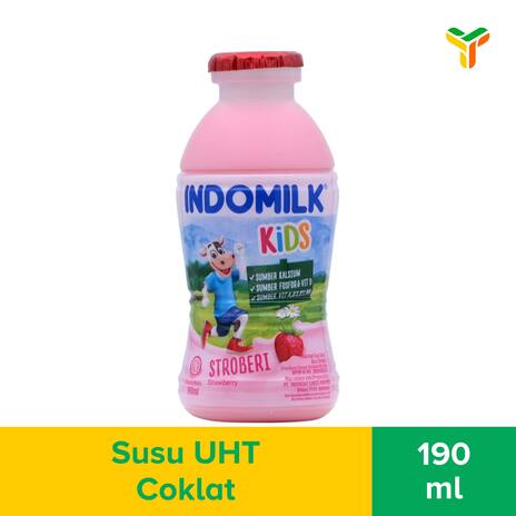 Indomilk Strawberry Botol 190ml (1c = 24 Pcs)