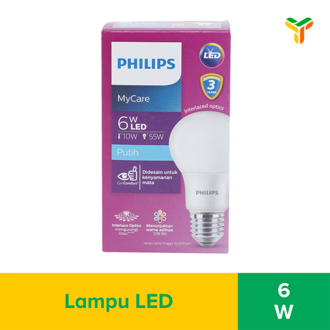 PHILIPS LED BULB 6W E27 6500K 230V 1CT_12 INDO SP