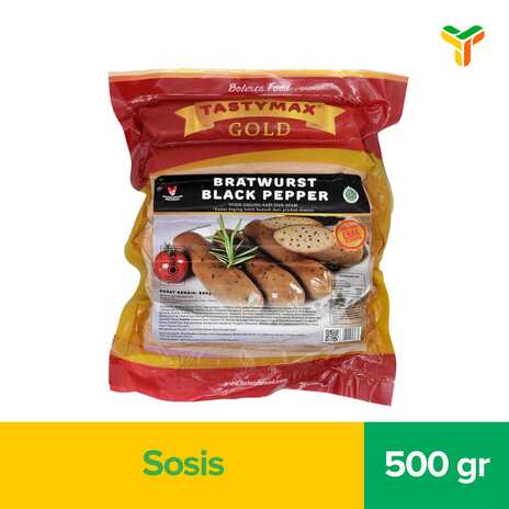 TASTY MAX BRATWURST BLACKPEPPER 6S 500GR C20