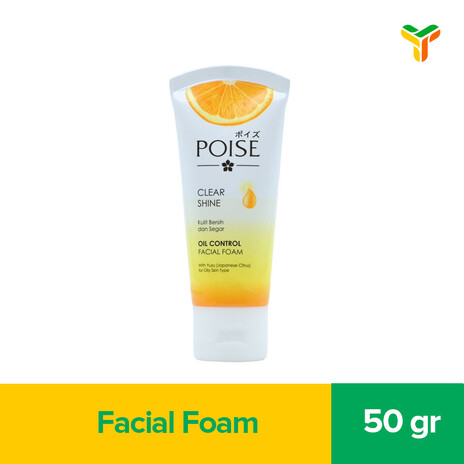 POISE Facial Foam CLEARSHINE Tube 100GR - Sabun Muka / Pembersih Wajah,