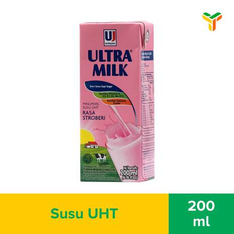 ULTRA MILK STRAWBERRY 200 ML (1C = 24 PCS)