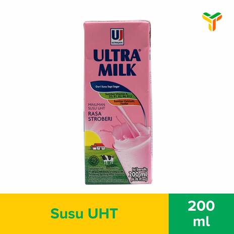 ULTRA MILK STRAWBERRY 200 ML (1C = 24 PCS)