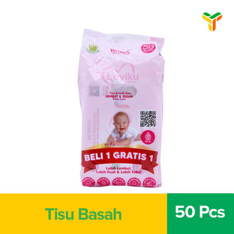 WETKINS BABY WIPES PINK 50S BANDED