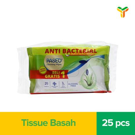 PASEO WET WIPES ANTI BACTERIAL 25S BANDED