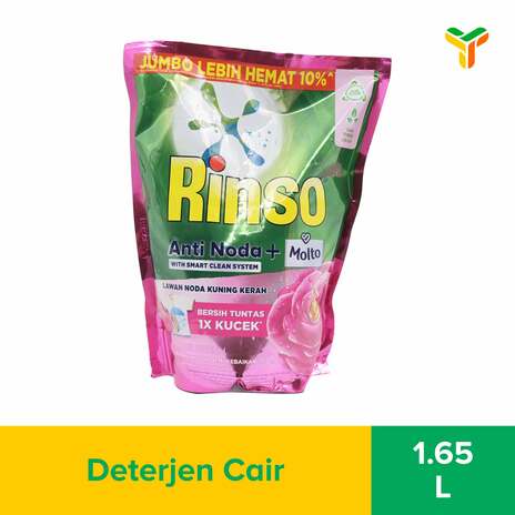RINSO MOLTO  DETERJEN CAIR ROSE FRESH LIQUID DETERGENT REFILL 1.65L