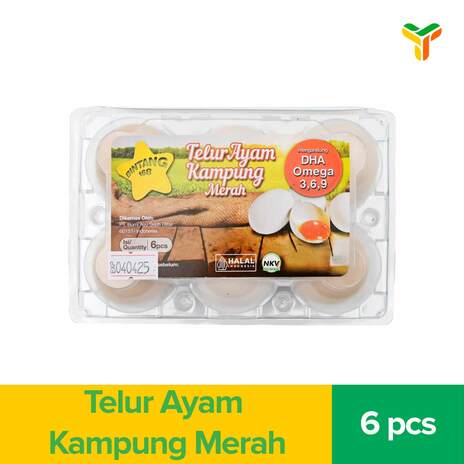 BINTANG 168 TELUR AYAM KAMPUNG MERAH 6'S