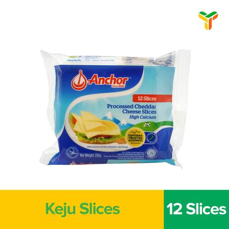 ANCHOR CHEDDAR CHEESE SLICE HIGH CALCIUM 200GR C24