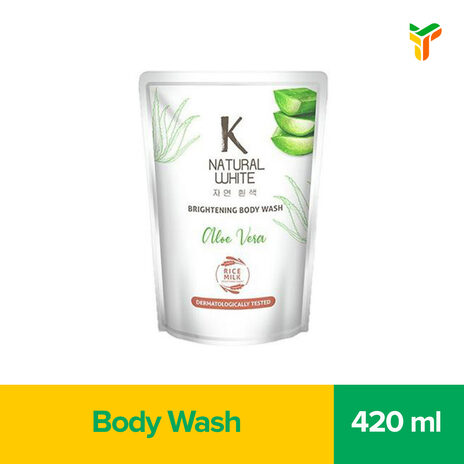 K NATURAL WHITE Sabun Mandi Cair Aloe Vera Pouch 420ml