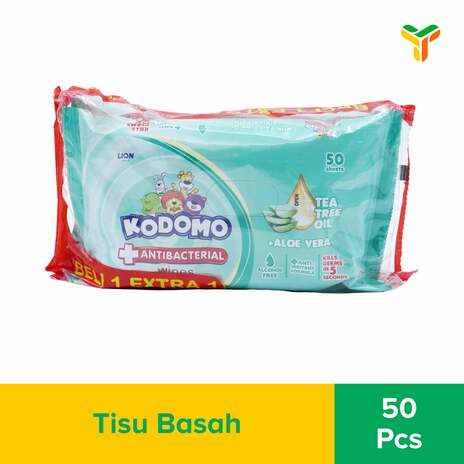KODOMO BABY WIPES ANTI BACTERIAL 50S BANDED_1C24P
