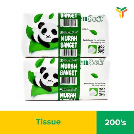 GREEN FACIAL TISSUE 200S BANDED