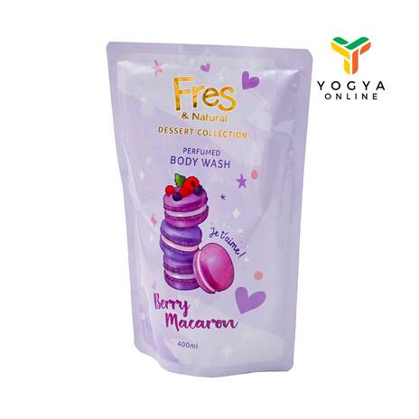 FRES&NATURAL Sabun Mandi Cair Berry Macaron Pouch 400ml