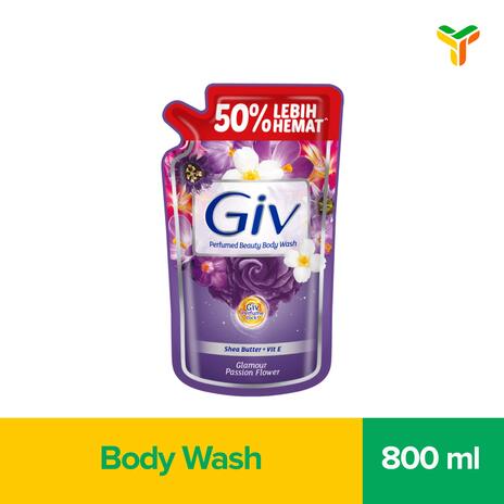 Giv Beauty Sabun Mandi Cair Passion Flowers & Sweet Berry Pouch 825ML