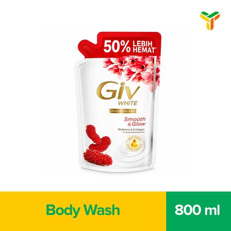 Giv White Sabun Mandi Cair Mulberry Pouch 825ML