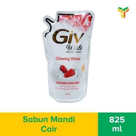 Giv White Sabun Mandi Cair Mulberry Pouch 825ML