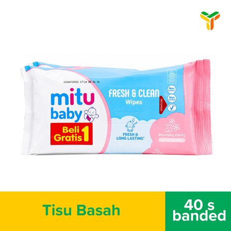 MITU BABY WIPES FRESH N CLEAN PINK 40S BANDED_1C24
