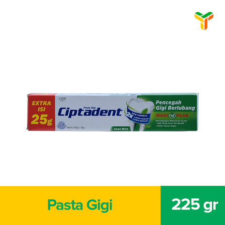 CIPTADENT Pasta Gigi Maxi 12 Plus Cool Mint Tube 225G Jumbo Size