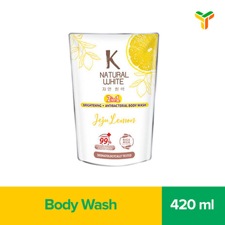 K NATURAL WHITE Sabun Mandi Cair Jeju Lemon Pouch 420ml