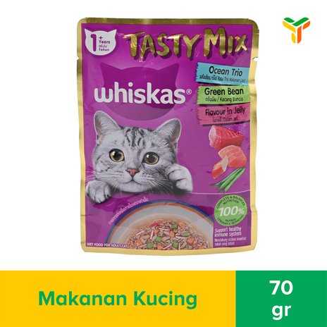 WHISKAS TASTY MIX AD OTRIO GREEN B JELL 70 1C28P