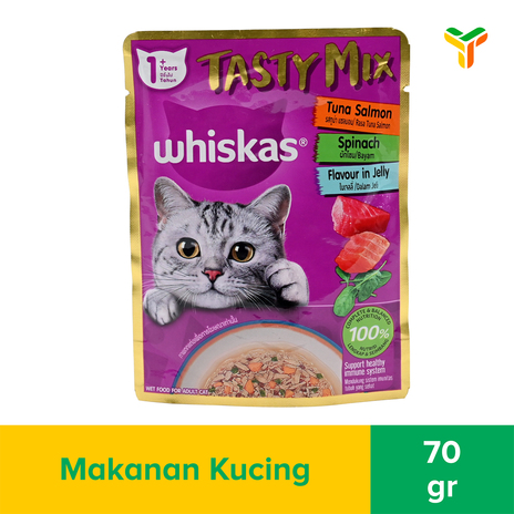 WHISKAS TASTY MIX AD TUNA SALMON SPIN 70 GR 1C28P