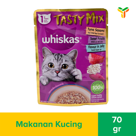 WHISKAS TASTY MIX AD TUNA SASIMI POTATO 70GR 1C28P