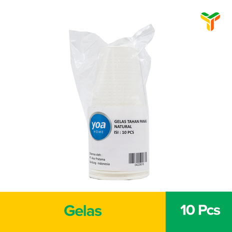 YOA GELAS TAHAN PANAS NATURAL 10 P