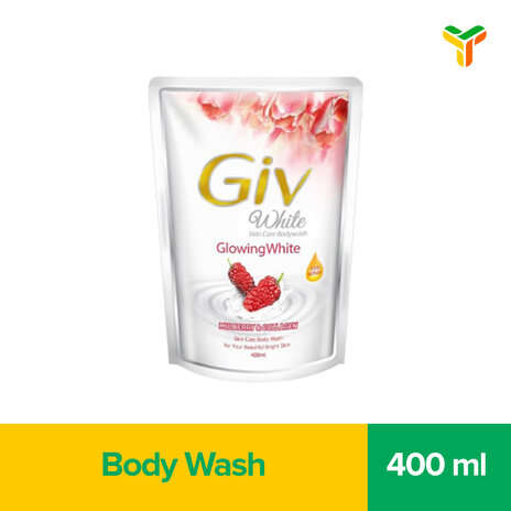 Giv White Sabun Mandi Cair Mulberry Pouch 400ML