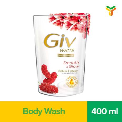 Giv White Sabun Mandi Cair Mulberry Pouch 400ML