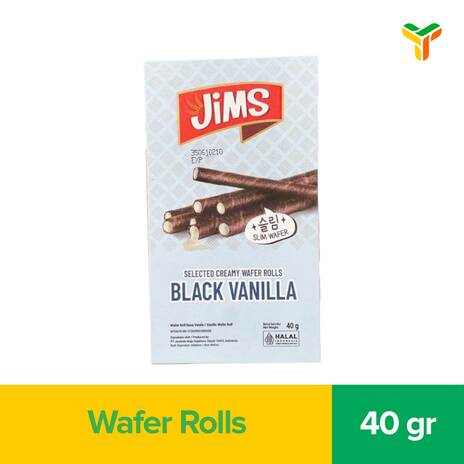 JIMS WAFER ROLLS BLACK VANILLA 40G