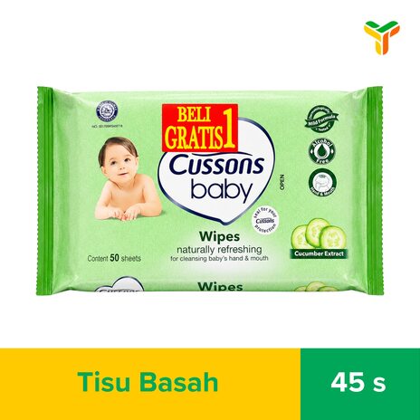 Cussons Baby Wipes Tisu Basah Bayi Naturally 50S