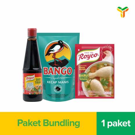 BUY 1 PC BANGO KECAP MANIS REFILL 700G + 1 PC ROYCO KALDU RASA AYAM 220GR + 1 PC ROYCO SAUS TIRAM 275ML HARGA SPCIAL Rp 43000
