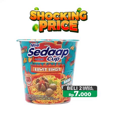 2PCS SEDAAP MIE CUP RASA BASO BLEDUK 77G_1C12P